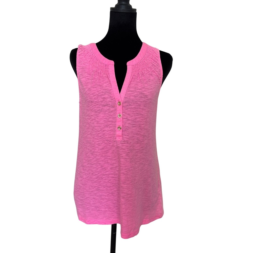 Lilly Pulitzer Essie Pink Sleeveless Cotton Tunic Top Medium